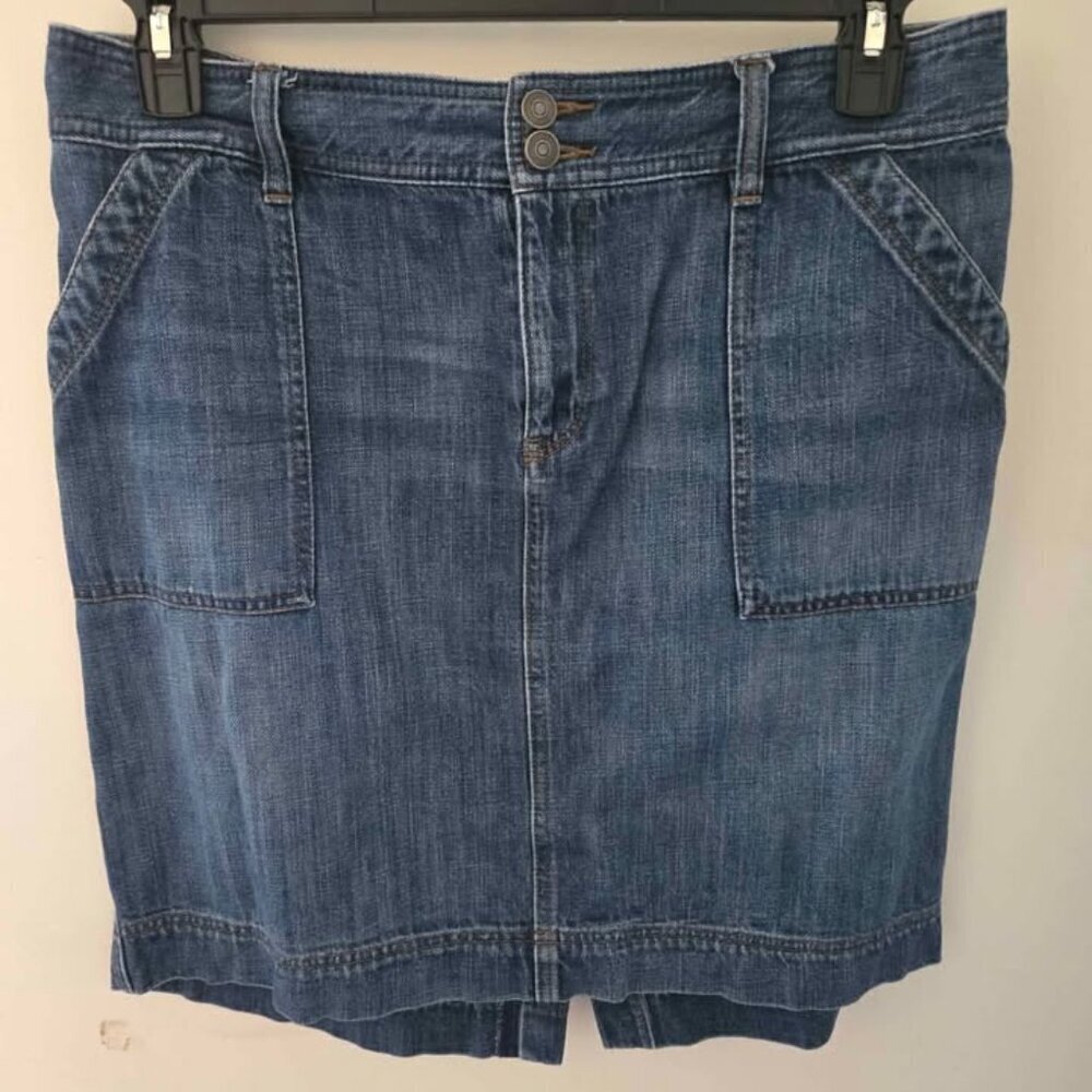 LOFT Denim Skirt Size 14 with Utility Pockets Short-Knee Length
